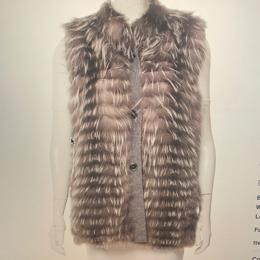 Rena Lange Fox Fur Vest lined in cashmere with the belt.  Large